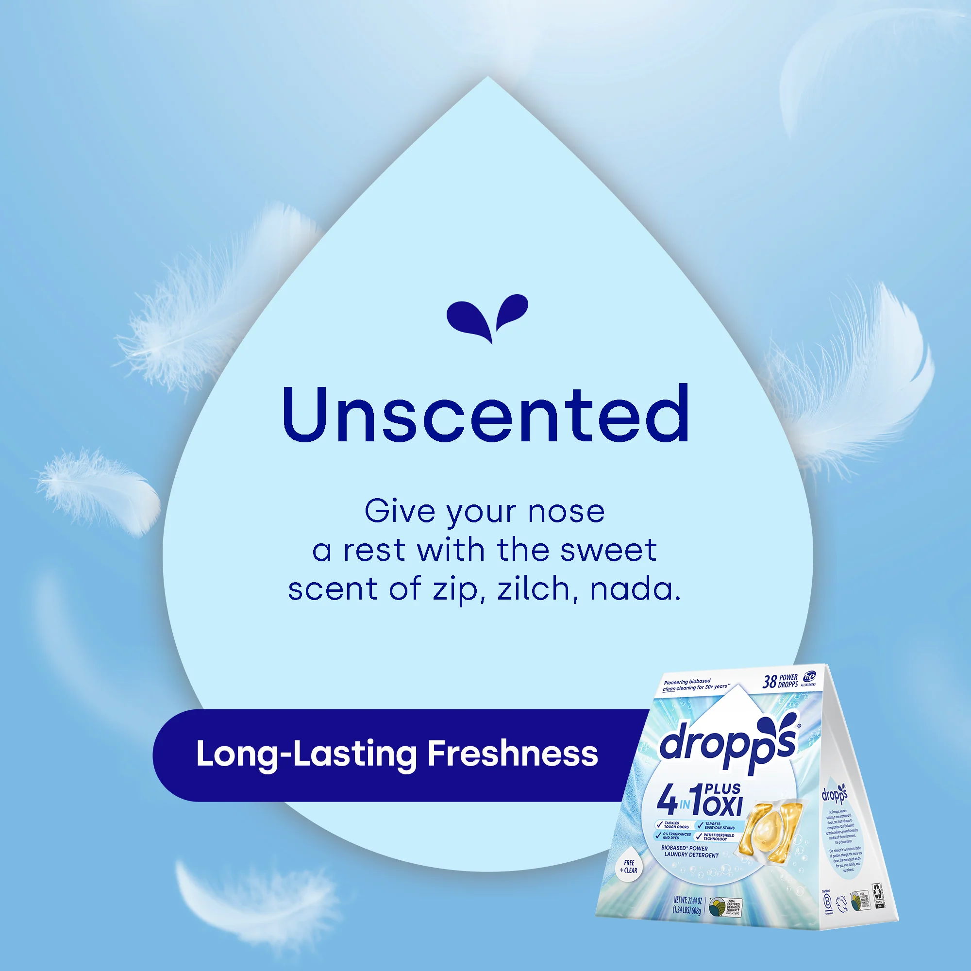 38 Count 4-in-1 Plus Oxi Biobased Power Laundry Detergent Pods, Unscented - Image 3