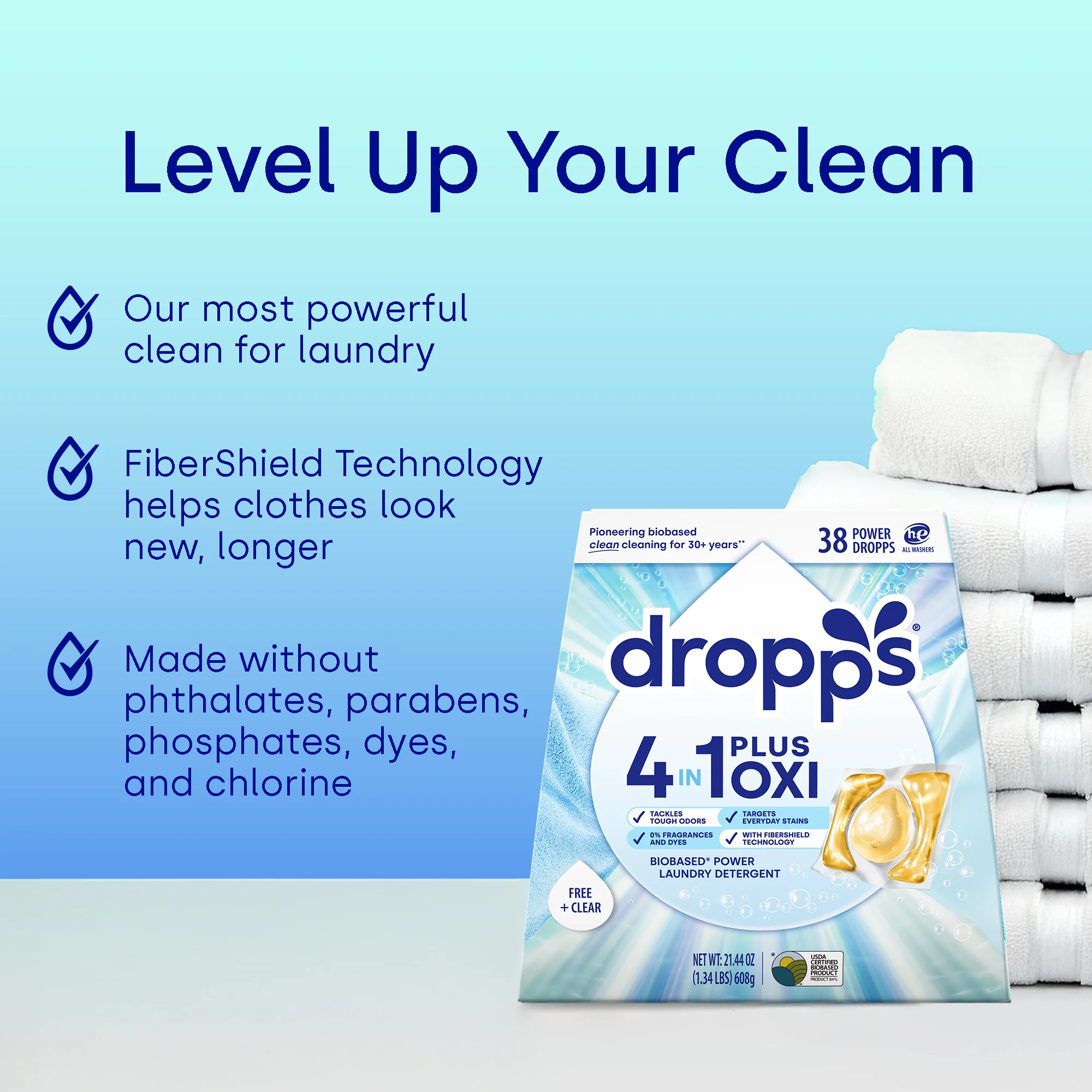 38 Count 4-in-1 Plus Oxi Biobased Power Laundry Detergent Pods, Unscented - Image 4