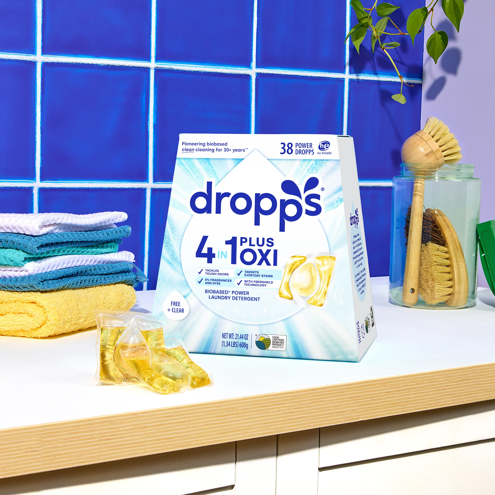 38 Count 4-in-1 Plus Oxi Biobased Power Laundry Detergent Pods, Unscented - Image 7