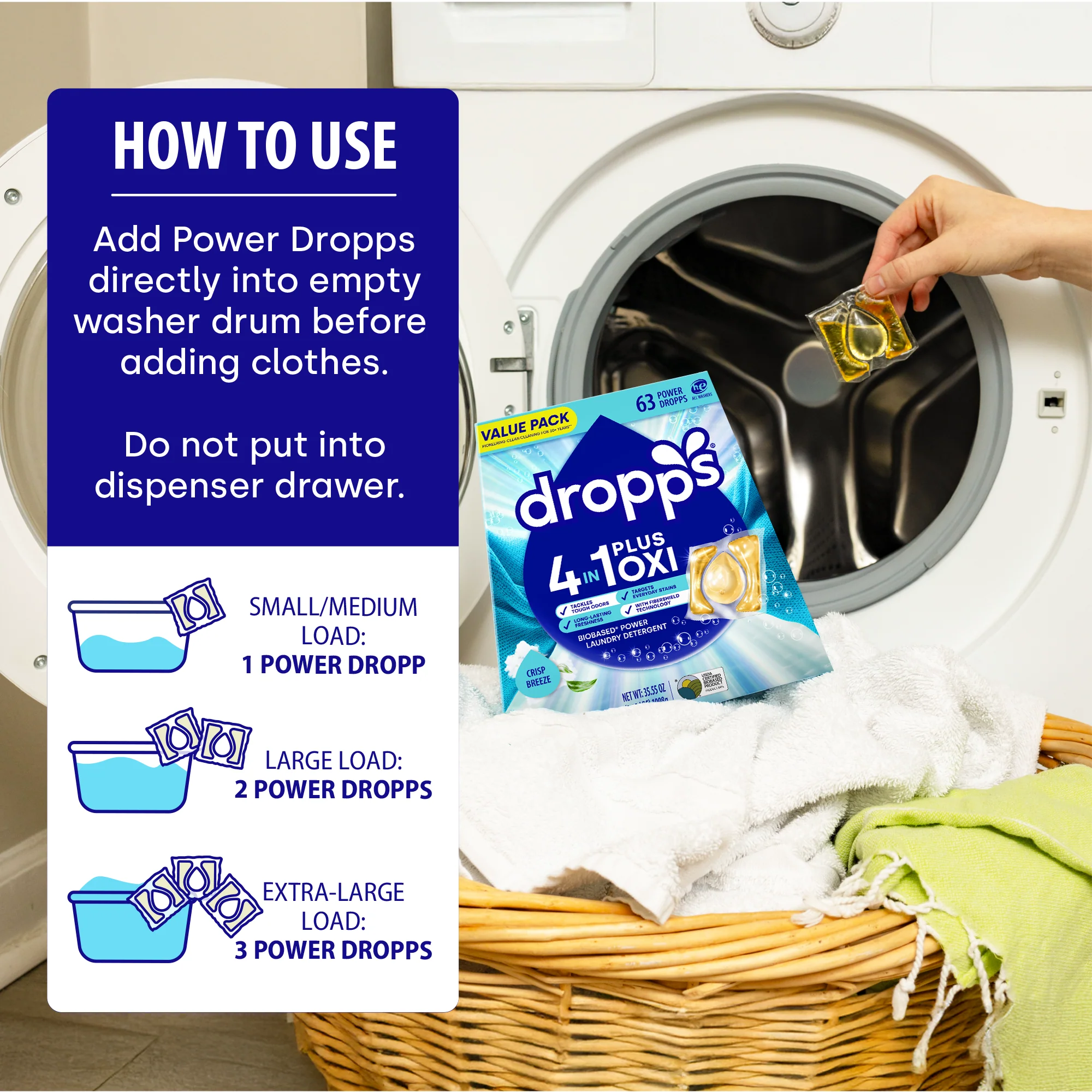 4-in-1 Plus Oxi Biobased Power Laundry Detergent Pods, Crisp Breeze - Image 8