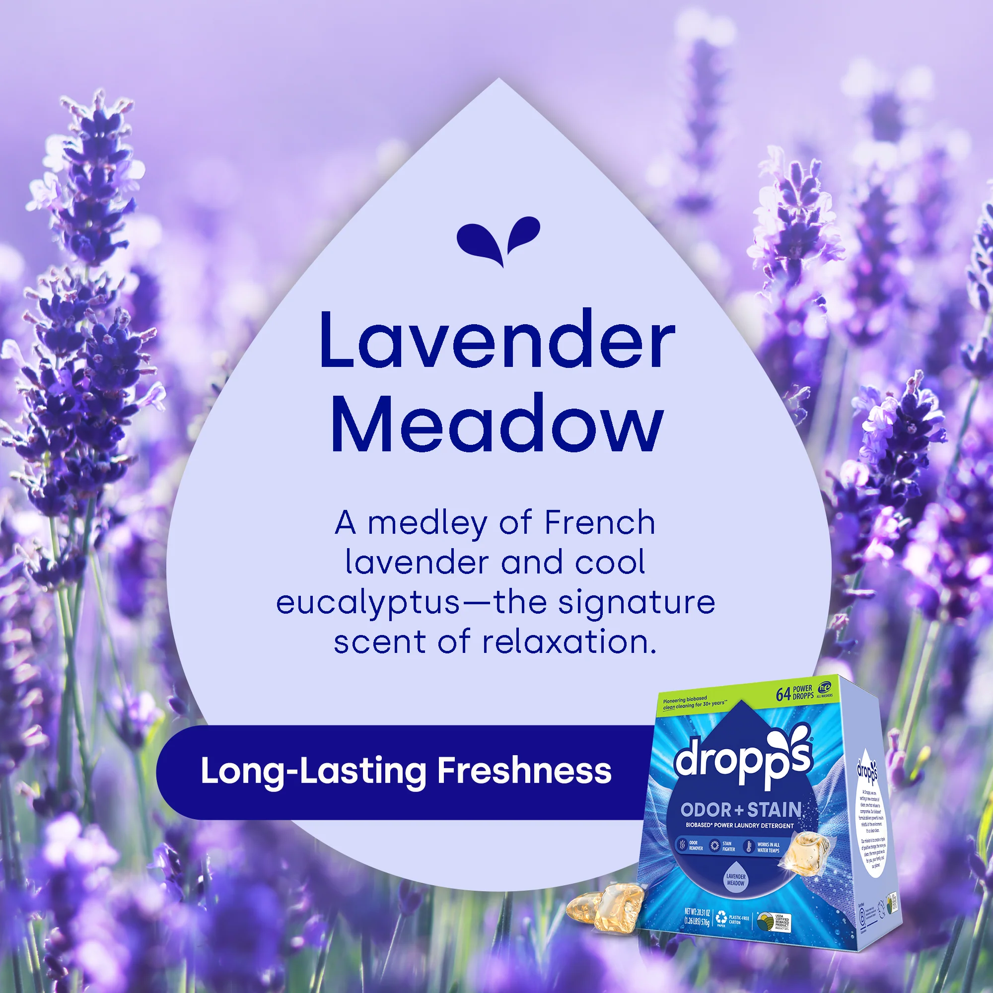 Odor & Stain Laundry Detergent Pods, Lavender Meadow - Image 4